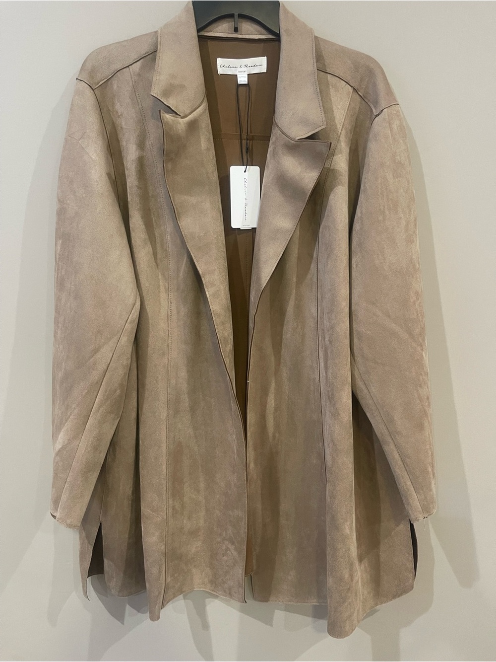Chelsea & Theodore Taupe Suede Open Blazer